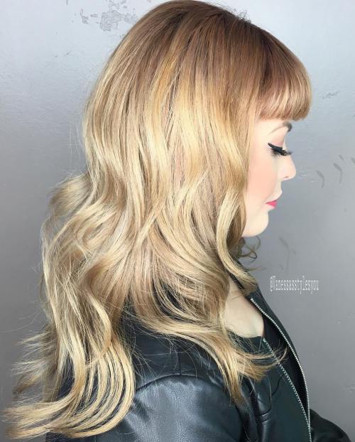 50 süße und mühelose lange Layered Haarschnitte mit Pony  