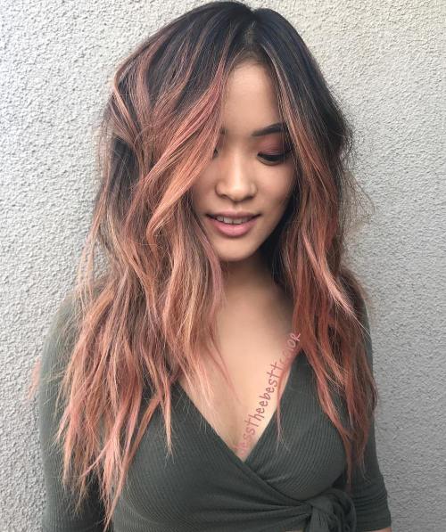 20 wunderschöne Beispiele von Roségold Balayage  