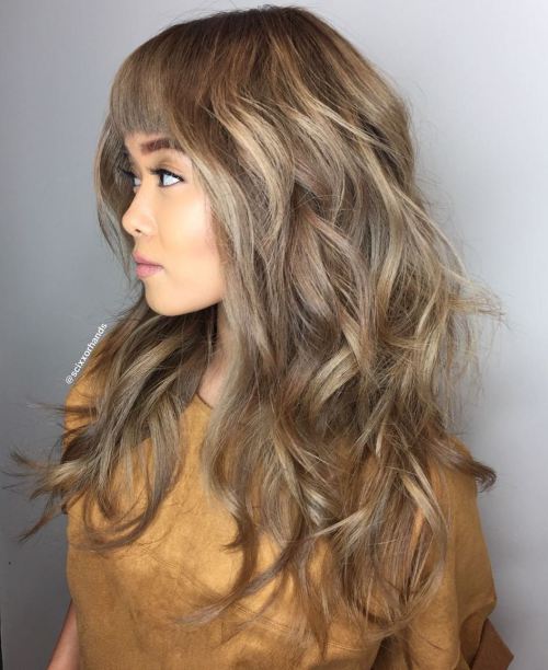 50 süße und mühelose lange Layered Haarschnitte mit Pony  