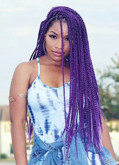 9 Perfect Examples of Purple Box Braids  