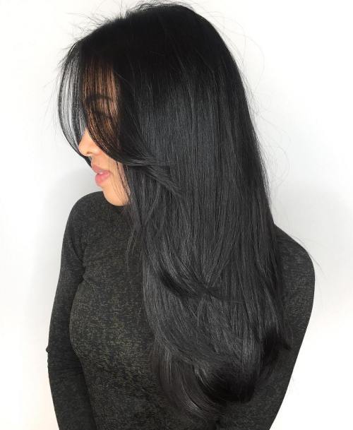 50 süße und mühelose lange Layered Haarschnitte mit Pony  