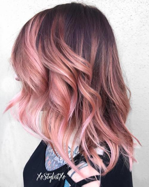 20 wunderschöne Beispiele von Roségold Balayage  